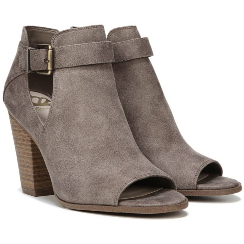 Fergalicious faux suede peep toe bootie 8.5